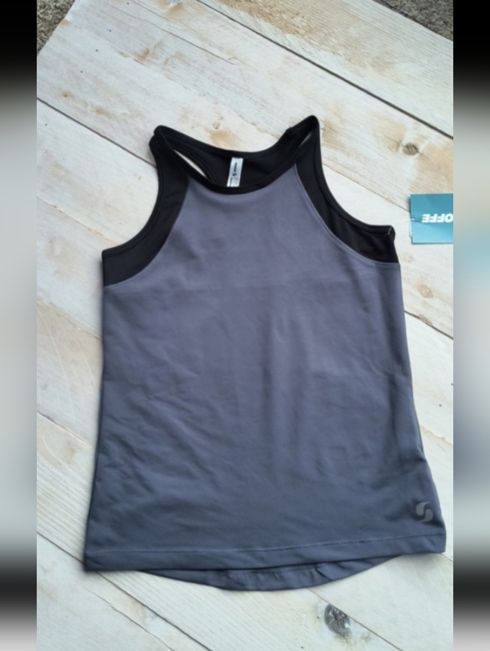 NWT Soffe Girls High Neck Track Tank Top S Black and Gray